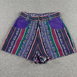 Vintage Appeal Shorts Women's 9/10 Colorful Tribal Aztec High Waisted Denim 90s